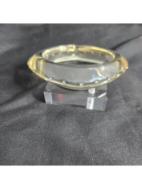 Vintage Clear Lucite Rhinestone Bangle Bracelet Y2K Minimalist Chunky Edgy